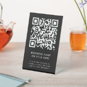 QRコード |ブラックモダンミニマルシンプル主義 台座サイン (インサイチュ)