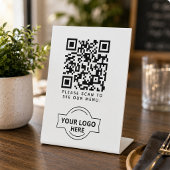 QRコード ブラック メニュー ロゴ 非接触 モダン カフェ 台座サイン