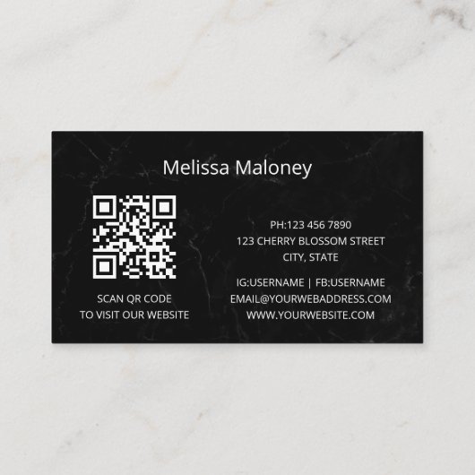 QRコード |ブルーウォーターカラーボホフローラ 名刺 (裏面)