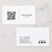 QRコード，プロフェッショナルミニマルなソーシャルメディア 名刺 (正面/裏面)