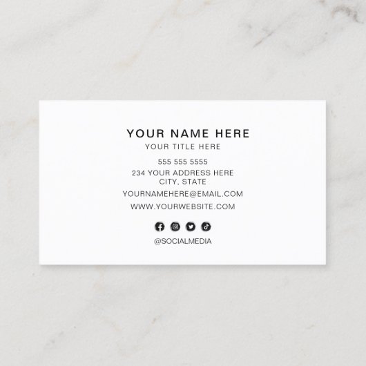 QRコード，プロフェッショナルミニマルなソーシャルメディア 名刺 (裏面)