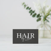 QRコード ヘアスタイリスト ブラックリネン タイポグラフィ 名刺 (スタンド正面)