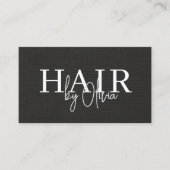 QRコード ヘアスタイリスト ブラックリネン タイポグラフィ 名刺 (正面)