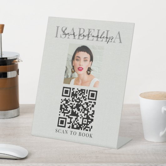 QRコード ヘアメイクアーティスト ファブリック調生地 台座サイン (インサイチュ)