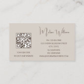 QRコード |ベージュ抽象芸術アートイニシャル 名刺 (裏面)