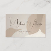 QRコード |ベージュ抽象芸術アートイニシャル 名刺 (正面)