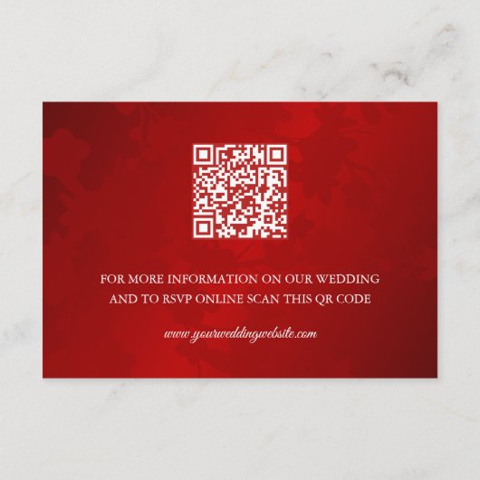 QRコード |ホワイトさくらんぼ中国の結婚ブロッサム エンクロージャーカード (裏面)