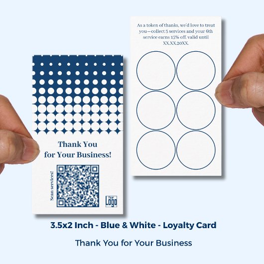 QRコード – ホワイトブルー小規模企業 ロイヤリティカード