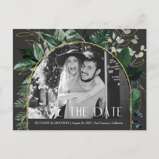 QRコード、ボスタイリッシュタニモダンカル写真救日付 案内ポストカード (正面)