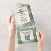 QRコード　マウンテン　フォレスト　エレガント　ラスティック　ウェディング オールインワン招待状 (貼ってはがせる)