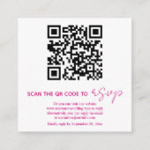 QRコード マゼンタ ピンク 書道 RSVP フォト エンクロージャーカード (正面)