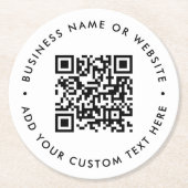 QRコード |ミニマリストのクリーンシンプルのホワイトスキャン ラウンドペーパーコースター (正面)