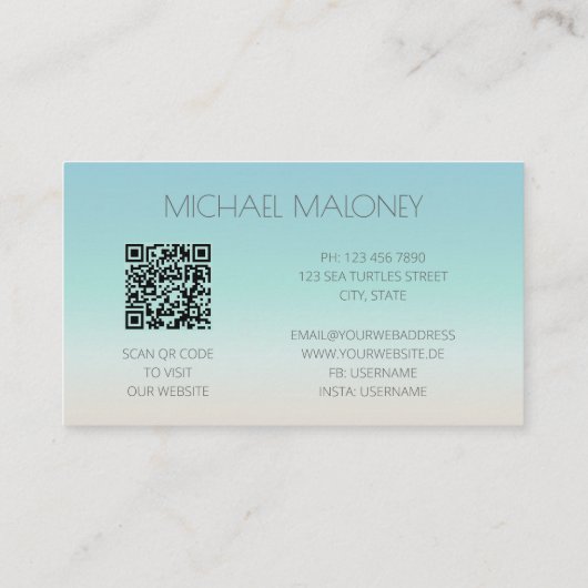 QRコード |ミニマリスト沿岸 名刺 (裏面)