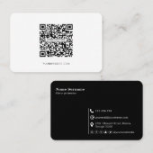QRコード，ミニマリモダンスト，シンプル，白黒 名刺 (正面/裏面)