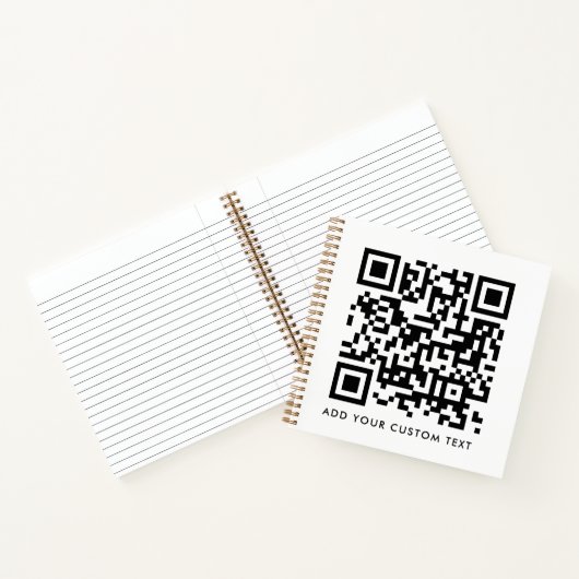 QRコード ミニマル クリーン シンプル 白 カスタムテキスト ノートブック (内部)