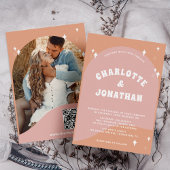 QRコード モダン ブライト レトロ ウェディング 招待状