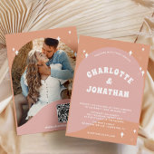 QRコード モダン ブライト レトロ ウェディング 招待状