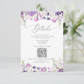 QRコード ラベンダー エレガント ウェディング 詳細 エンクロージャーカード (スタンド正面)