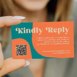 QRコード レトロな結婚式の予算 オンラインRSVP エンクロージャーカード