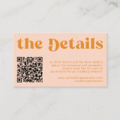 QRコード レトロな結婚式の詳細 RSVP ウェブサイト エンクロージャーカード (正面)