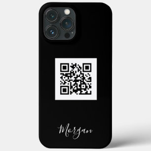 QRコード、ロゴアートまたは写真、Blkスクリプト名、黒 iPhone 13 Pro Maxケース