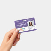QRコード ロゴ写真 従業員ID ワクチンパス 紫 バッジ (手持ち)