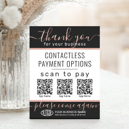 QRコード&ロゴ3支払いアプリピンク&ブラック 台座サイン