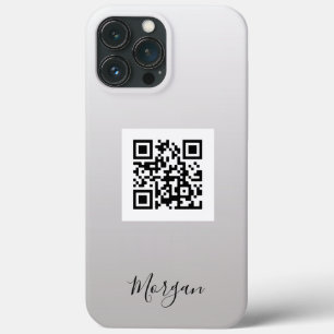 QRコード、ロゴ、アートまたはフォトブロック名グラデーショングレー iPhone 13 PRO MAXケース