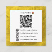 *~* qrコード·ロゴ-ソーシャル·メディア·アイコン金箔 スクエア名刺 (裏面)