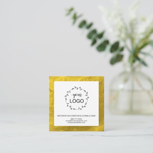 *~* qrコード·ロゴ-ソーシャル·メディア·アイコン金箔 スクエア名刺 (スタンド正面)