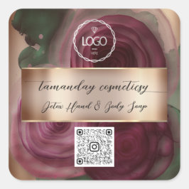 QRコード ロゴ フォト 製品 サンク ローズ バーガンディ スクエアシール