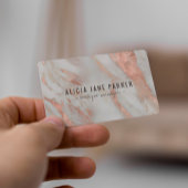 QRコード ローズゴールド ブラッシュ マーブル ストーン エレガント 名刺