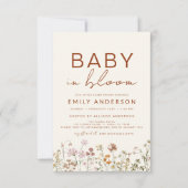 QRコード ワイルドフラワー ベイビー イン ブルーム ベイビー シャワー 招待状 (正面)