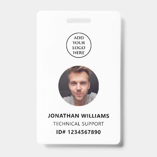 QRコード 企業ロゴ スタッフ名 職位 写真 ID バッジ (正面)