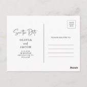 QRコード |写真とシンプル写真モダン日付を保存する ポストカード (裏面)