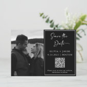 QRコード |写真とシンプル写真モダン日付を保存するPo 招待状 (スタンド正面)