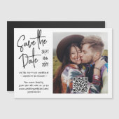 QRコード&写真手書き結婚式の日付を保存 マグネット招待状 (正面/裏面)