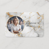 QRコード,写真,大理石,白金ゴールド,サロン 名刺 (正面)