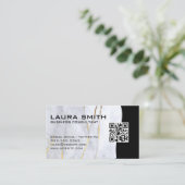 QRコード/大理石ブルー金ゴールド名刺 名刺 (スタンド正面)