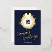 QRコード – 季節の挨拶ビジネスホリデーカード 箔シーズンポストカード (正面/裏面)