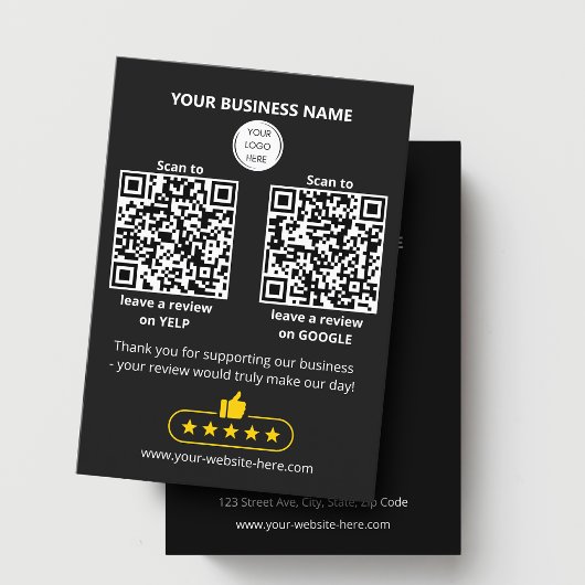 QRコード 小規模ビジネスレビュー グーグルとyelp 名刺