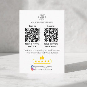 QRコード 小規模ビジネスレビュー グーグルとyelp 名刺