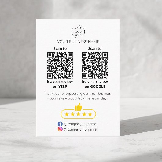QRコード 小規模ビジネスレビュー グーグルとyelp 名刺