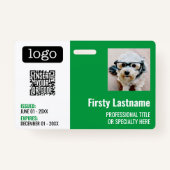 QRコード、従業員の写真、ロゴ、名前、有効期限ID バッジ (正面)