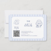 QRコード 手描きドゥードル ブルー RSVP 返信 (正面)