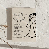 QRコード 手描き ウェディング ペア カジュアル 結婚式 招待状
