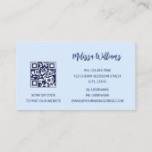 QRコード |抽象芸術アートブルー水彩 名刺 (裏面)