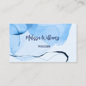 QRコード |抽象芸術アートブルー水彩 名刺 (正面)