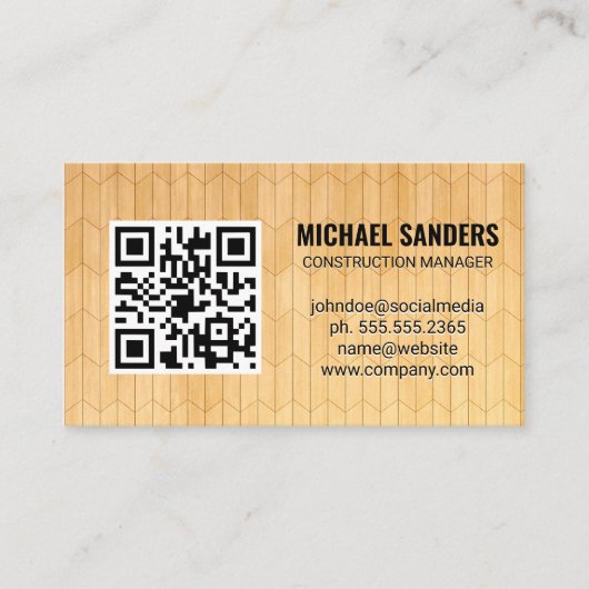 QRコード |木製パネルパターン 名刺 (正面)