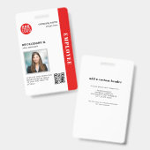 QRコード 業務用 従業員 社員 写真付きIDカード バッジ (正面&裏面)